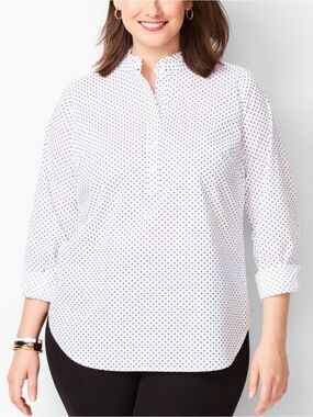 Talbots white and navy blue polka-dot size 2X plus